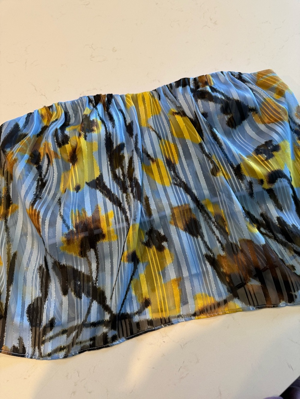 Pearl By Lela Rose Multicolor Flounce Sleeveless Blouse Size 8